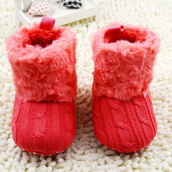 0-18 Months Baby Kid Knitted Fur Snow Boots 5 Color Toddlers Soft Sole Short Boots Shoes