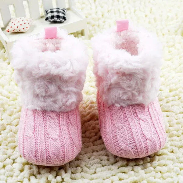 0-18 Months Baby Kid Knitted Fur Snow Boots 5 Color Toddlers Soft Sole Short Boots Shoes