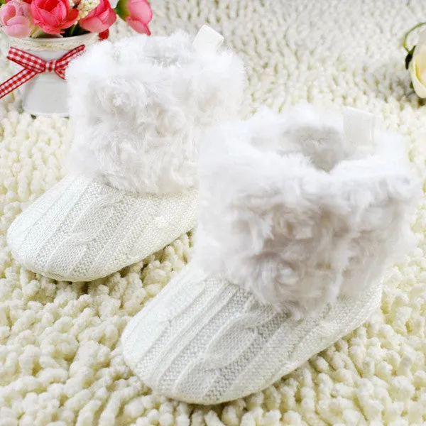 0-18 Months Baby Kid Knitted Fur Snow Boots 5 Color Toddlers Soft Sole Short Boots Shoes