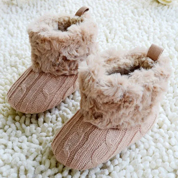 0-18 Months Baby Kid Knitted Fur Snow Boots 5 Color Toddlers Soft Sole Short Boots Shoes