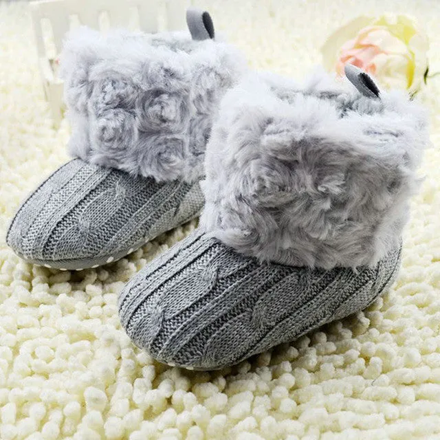 0-18 Months Baby Kid Knitted Fur Snow Boots 5 Color Toddlers Soft Sole Short Boots Shoes