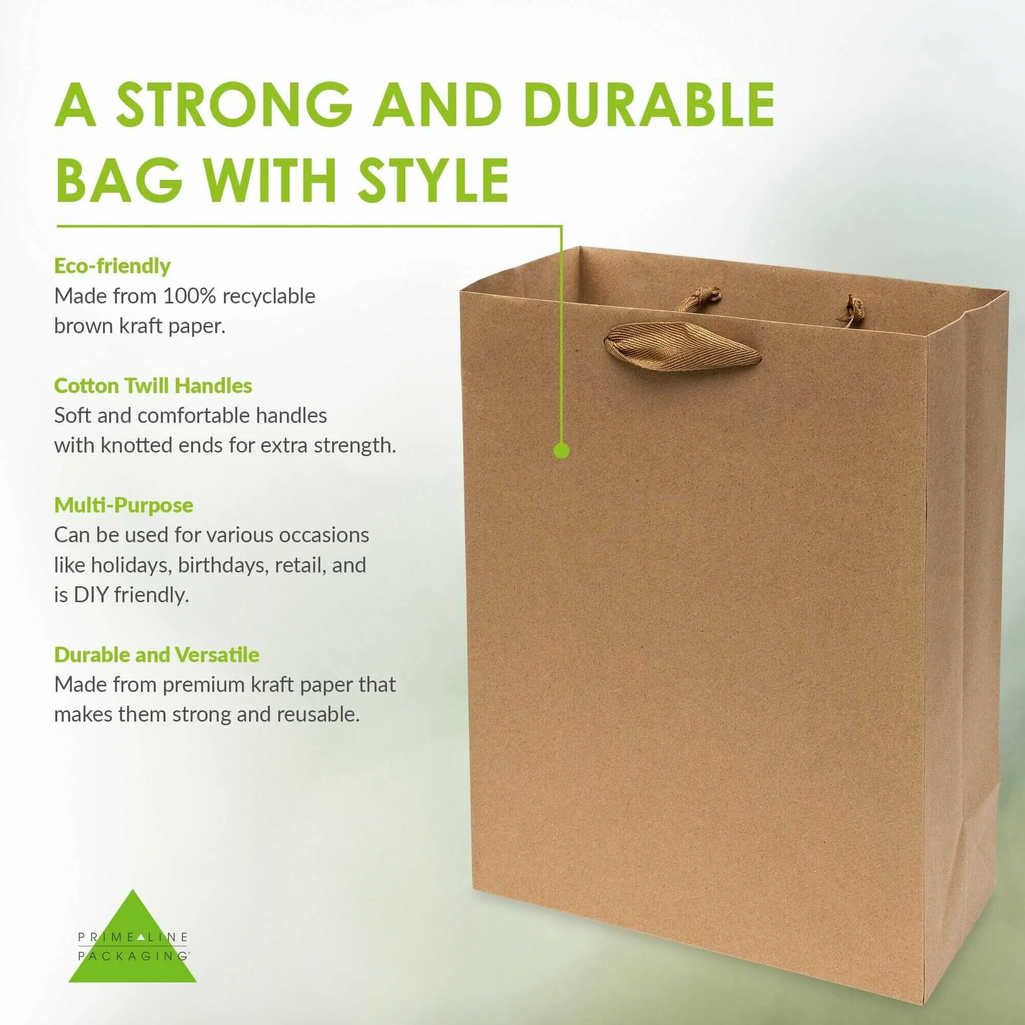 10x5x13 Medium Brown Paper Bags with Ribbon Handles