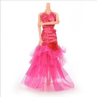 1Pcs New 3 Color Handmade Fishtail Dress For Barbie Doll Lace Flower Doll Dresses Dolls Accessories