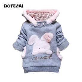 2015 Retail Children Clothing Cartoon Rabbit Fleece Outerwear girl fashion clothes/hooded jacket/Winter Coat roupa infantil