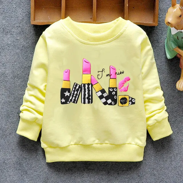 2016 New Arrival Baby Girls Sweatshirts Winter Spring Autumn sweater cartoon 6 Cats long sleeve T-shirt Character kids clothes