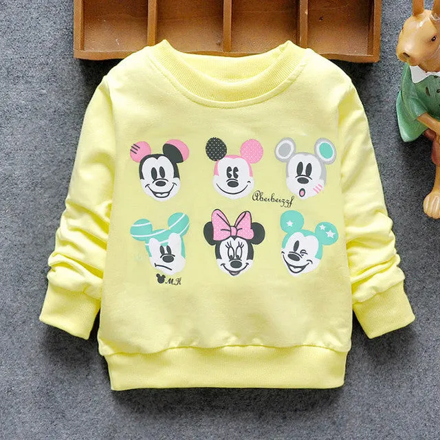 2016 New Arrival Baby Girls Sweatshirts Winter Spring Autumn sweater cartoon 6 Cats long sleeve T-shirt Character kids clothes