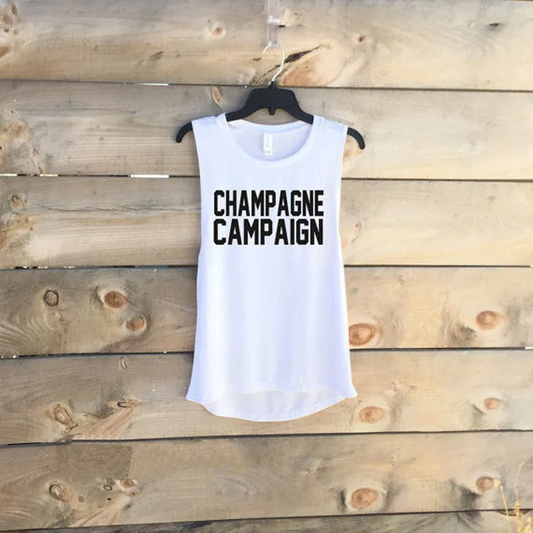 2016 Summer T Shirt Women Fashion CHAMPAGNE CAMPAIGN Printed Punk Rock Shirt Sleeveless Casual Women T-shirts