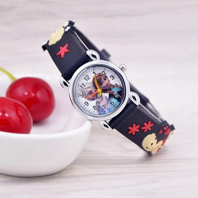 2017 fashion 3D Cartoon kids Watches Children Girls Boys Elsa and Anna Watch Casual Silicone Quartz Wristwatch Relogio Clock