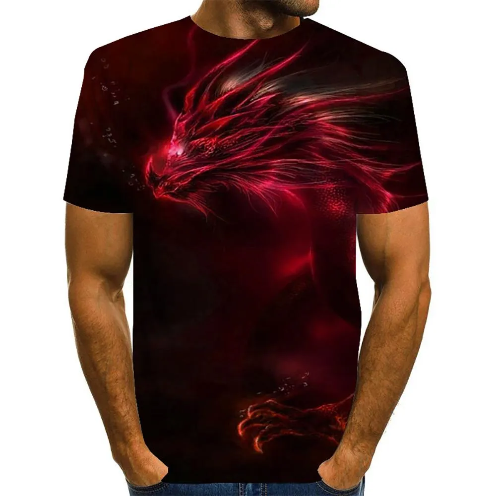 3D Graphic Printed Short Sleeve Shirts Dragon