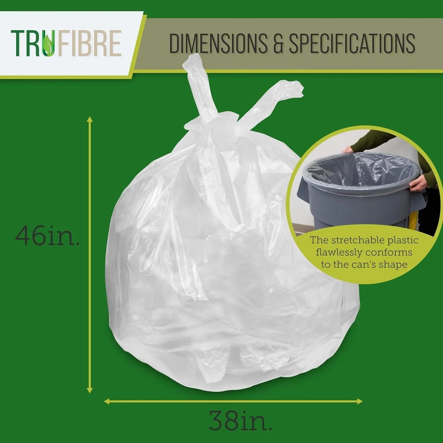 40 - 45 Gallon Clear Trash Bags