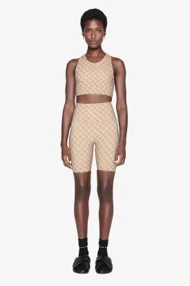 Anine Bing - Blake Biker Short in Camel Monogram Print