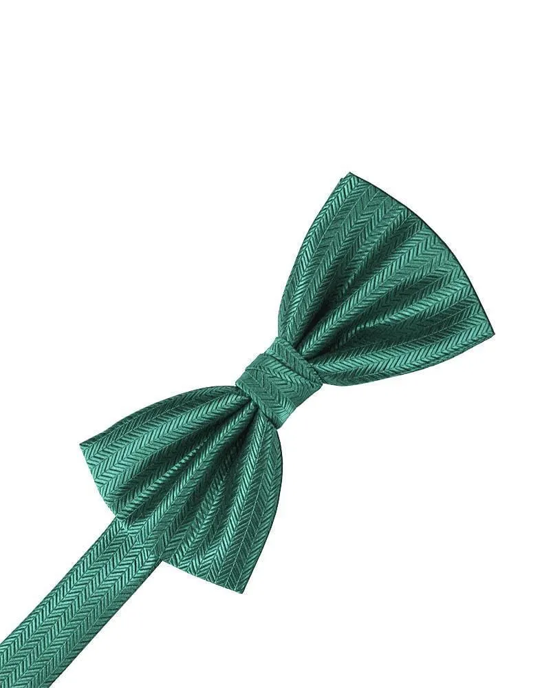 Aqua Herringbone Kids Bow Tie