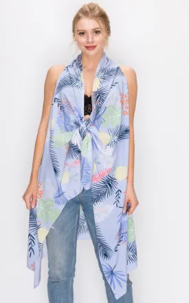 AV401 Flower Printed Scarf Long Vest