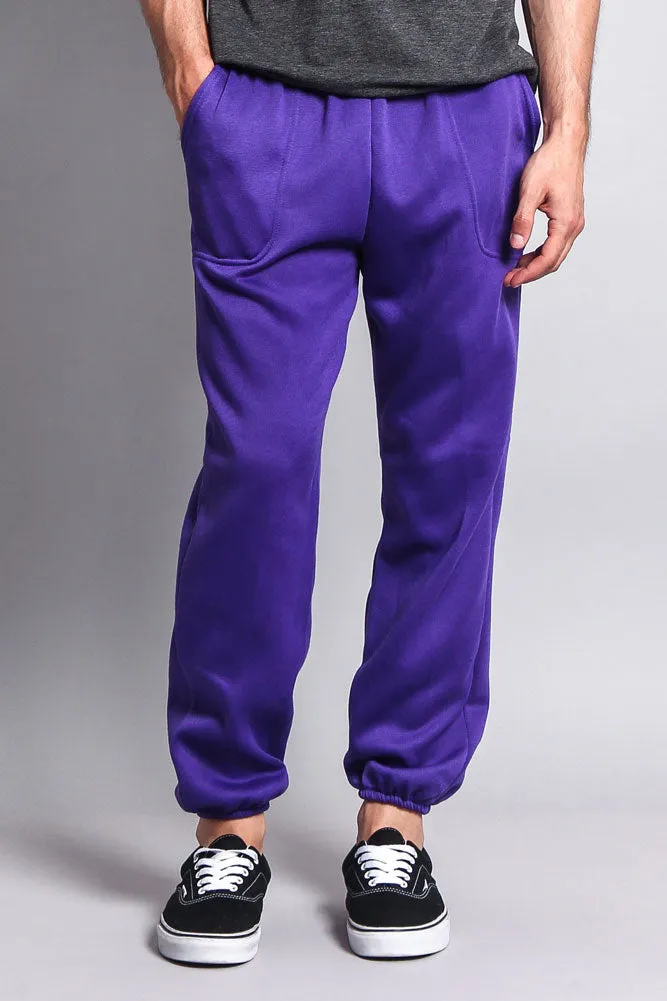 Basic Solid Color Fleece Sweatpants