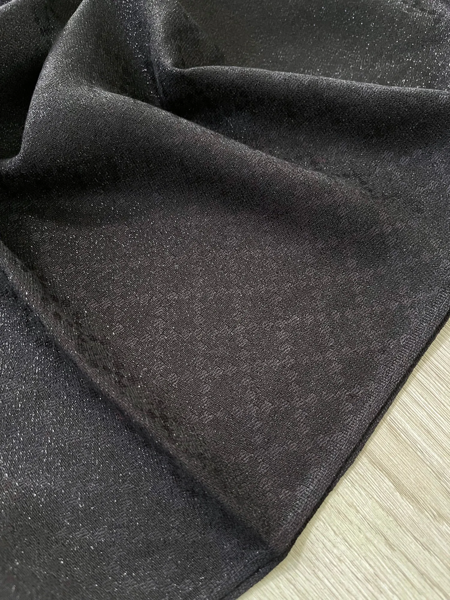 BLACK SPARKLY METALLIC EVENING SHAWL SCARF