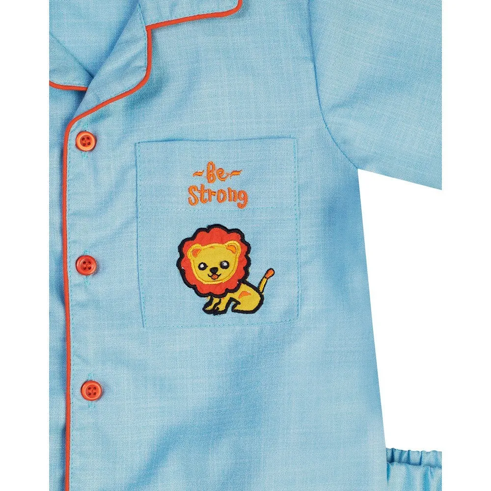 Blue Lion On Pocket Nightwear