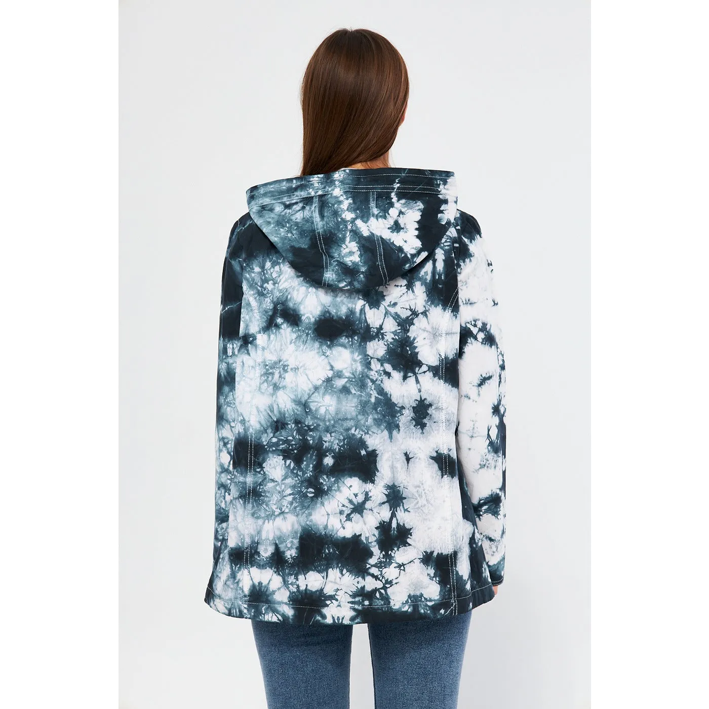 Blue Tie Dye Button Down Hoodie