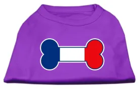 Bone Shaped France Flag Screen Print Shirts Purple S (10)