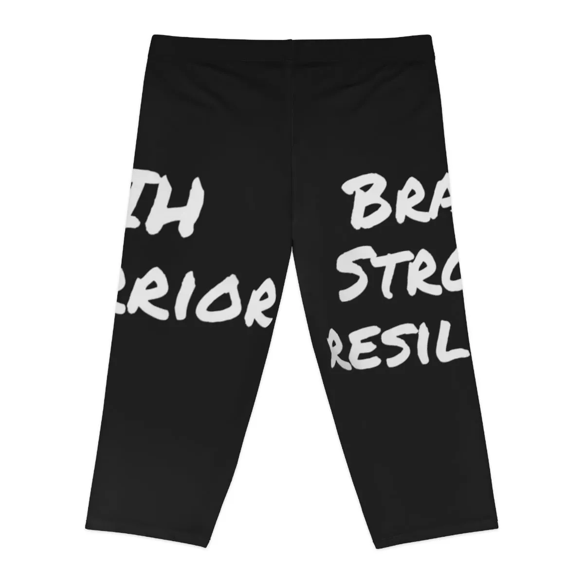 Brave, Strong, Resilient, IIH, Warrior- Black- Women's Capri Leggings