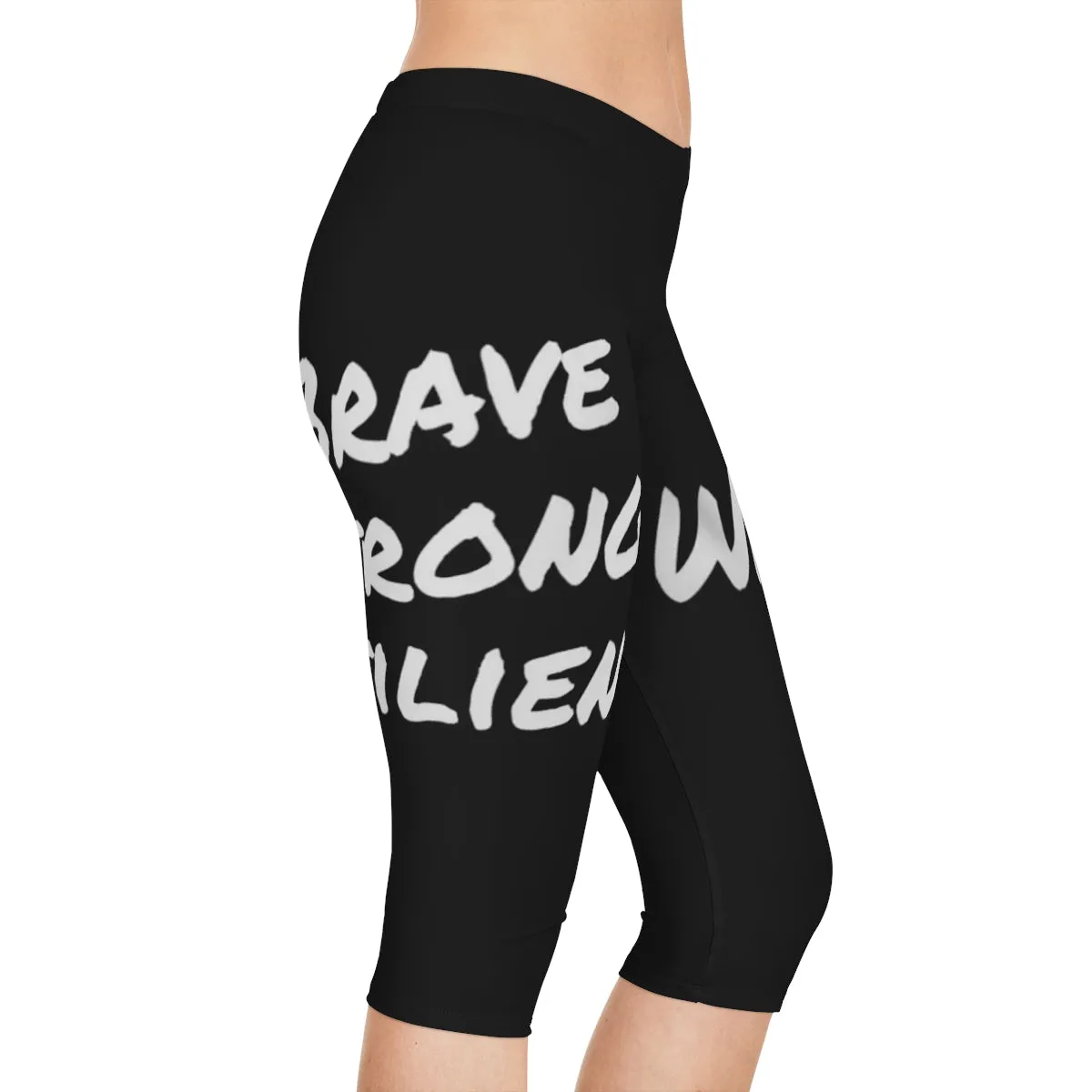 Brave, Strong, Resilient, IIH, Warrior- Black- Women's Capri Leggings