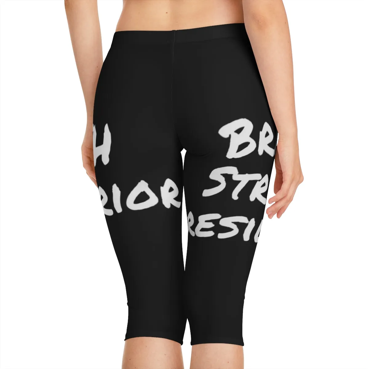 Brave, Strong, Resilient, IIH, Warrior- Black- Women's Capri Leggings