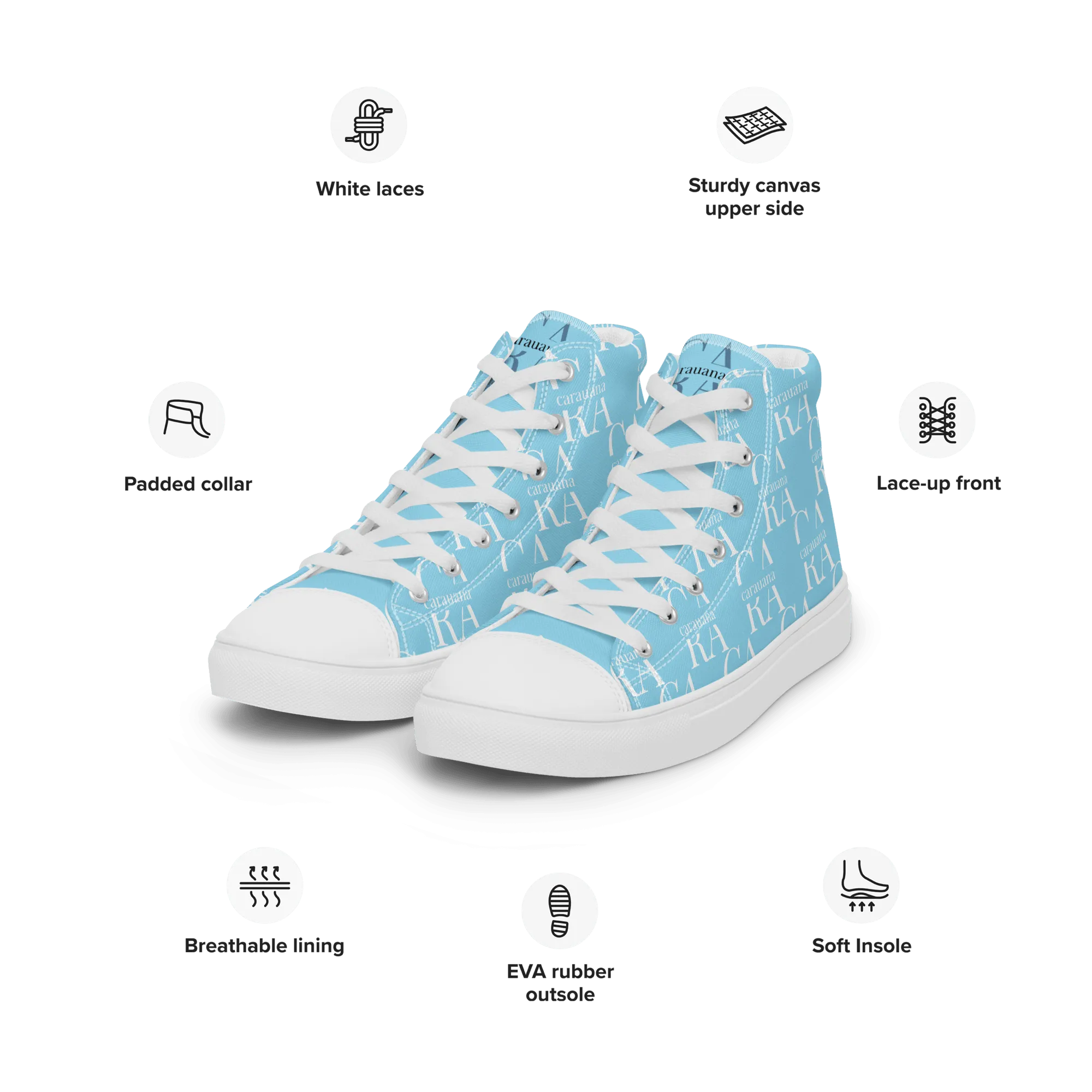 CARAUANA Hip Hop canvas shoes sky blue Branded