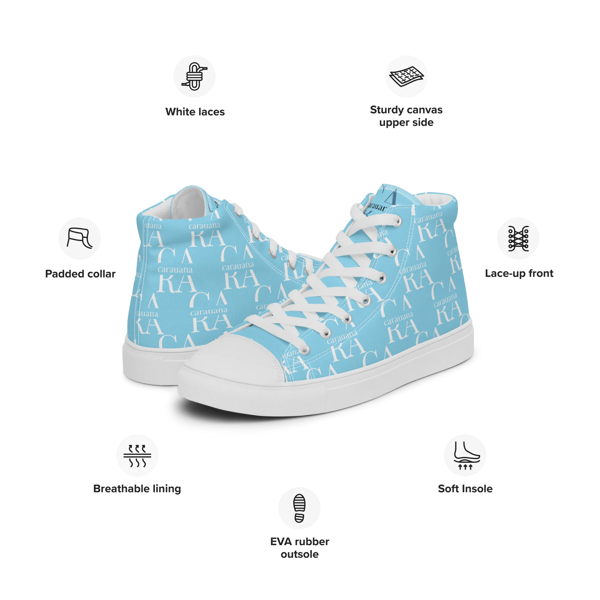 CARAUANA Hip Hop canvas shoes sky blue Branded