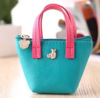 Cartoon Girls Purse Handbag Bag Purse Cute Candy Color Leather Small Mini Coin Bag Children Kids Gifts