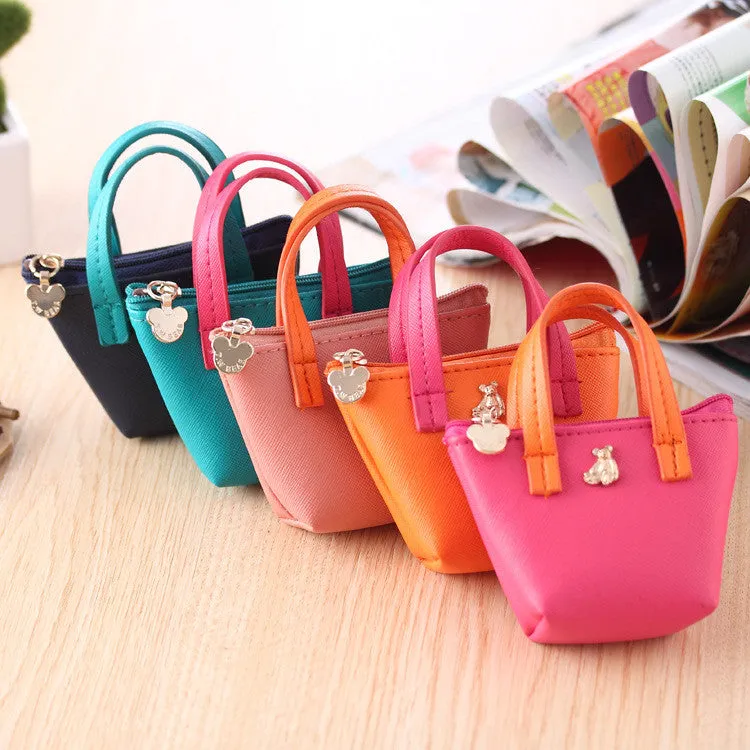 Cartoon Girls Purse Handbag Bag Purse Cute Candy Color Leather Small Mini Coin Bag Children Kids Gifts