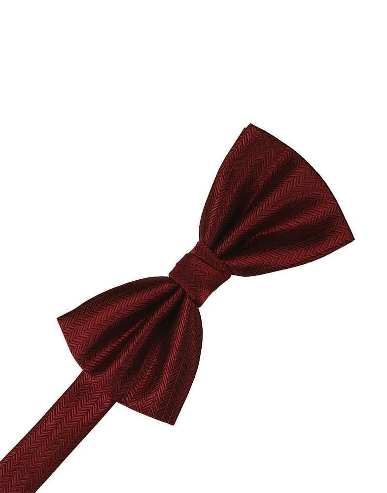 Claret Herringbone Kids Bow Tie