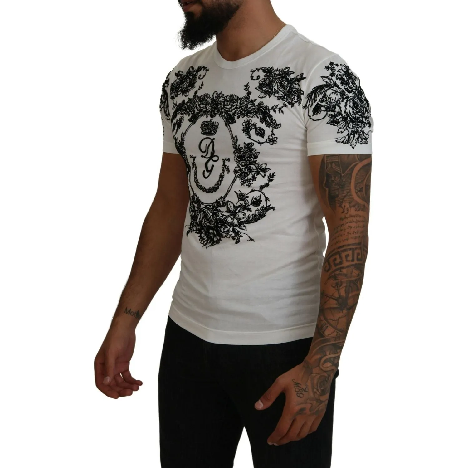 Dolce & Gabbana Elegant Floral Crown Tee