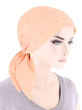 ES-PEACH#Eyelet Cotton Scarf Peach