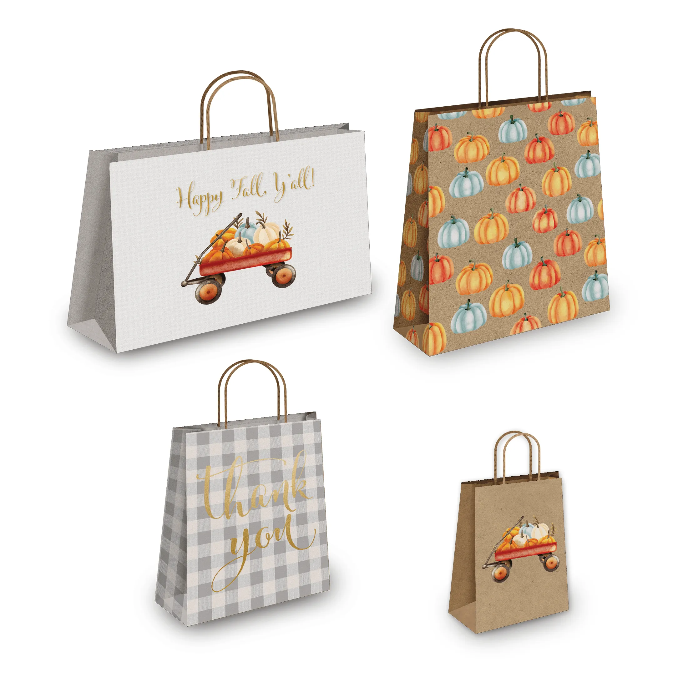 Fall Kraft Gift Bags Mixed Size Set