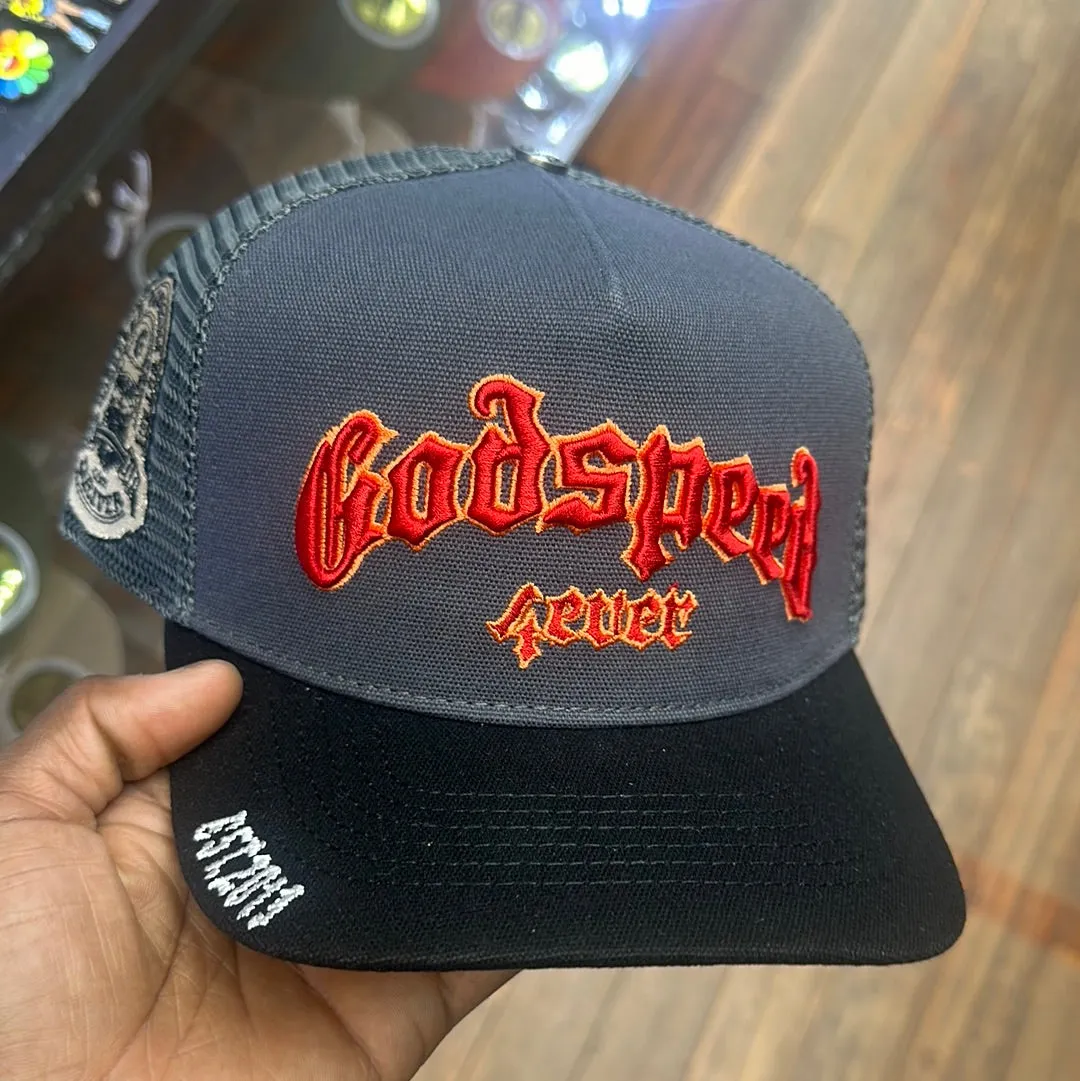 GodSpeed Forever Trucker Hat (Grey/Red)