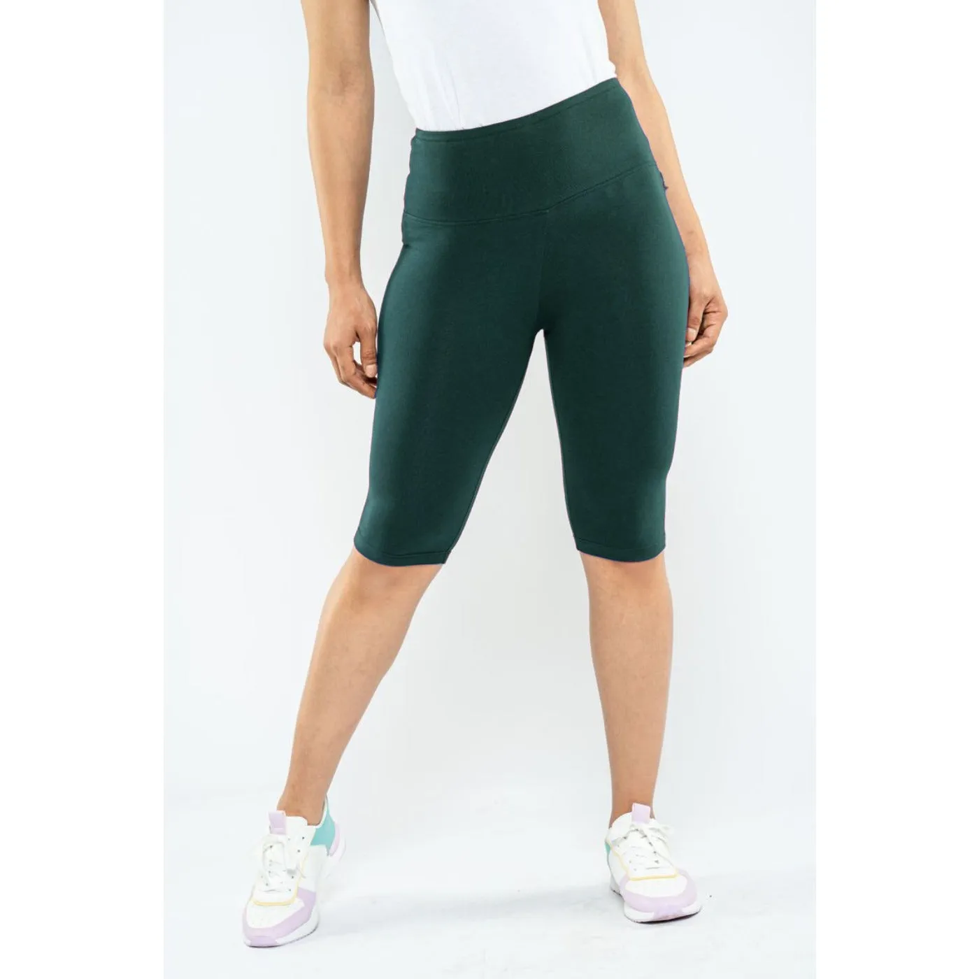 Green Plain Legging Shorts