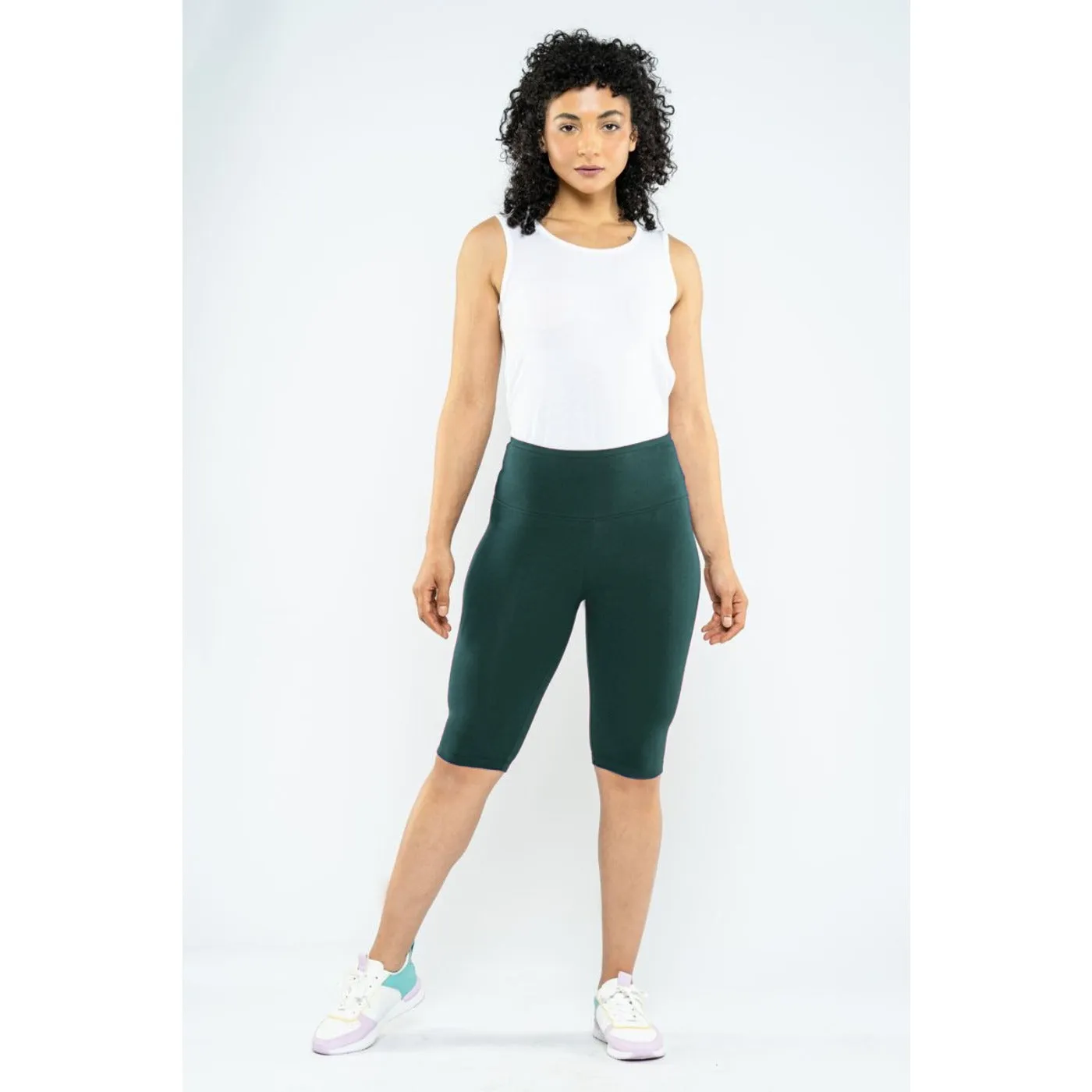 Green Plain Legging Shorts