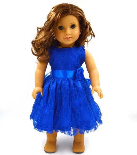 Handmade 15 Colors Princess Dress Doll Clothes for 18 inch Dolls American Girl Doll Clothes and Accessories D-9