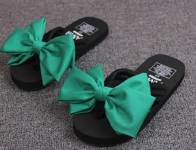 High Quality New Women Pantufa  Outdoor Beach Slipper Flip Flops For Woman Bowtie 5 Color Ladies Leisure NonSlip Shoes  Slides