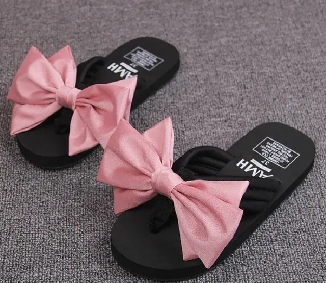 High Quality New Women Pantufa  Outdoor Beach Slipper Flip Flops For Woman Bowtie 5 Color Ladies Leisure NonSlip Shoes  Slides