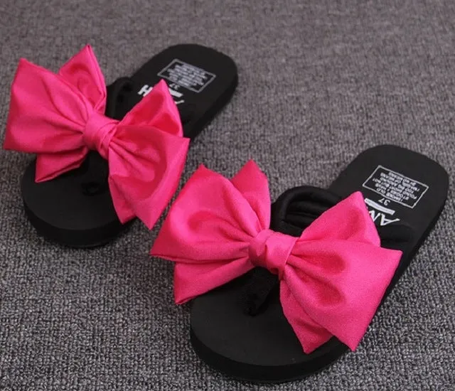 High Quality New Women Pantufa  Outdoor Beach Slipper Flip Flops For Woman Bowtie 5 Color Ladies Leisure NonSlip Shoes  Slides