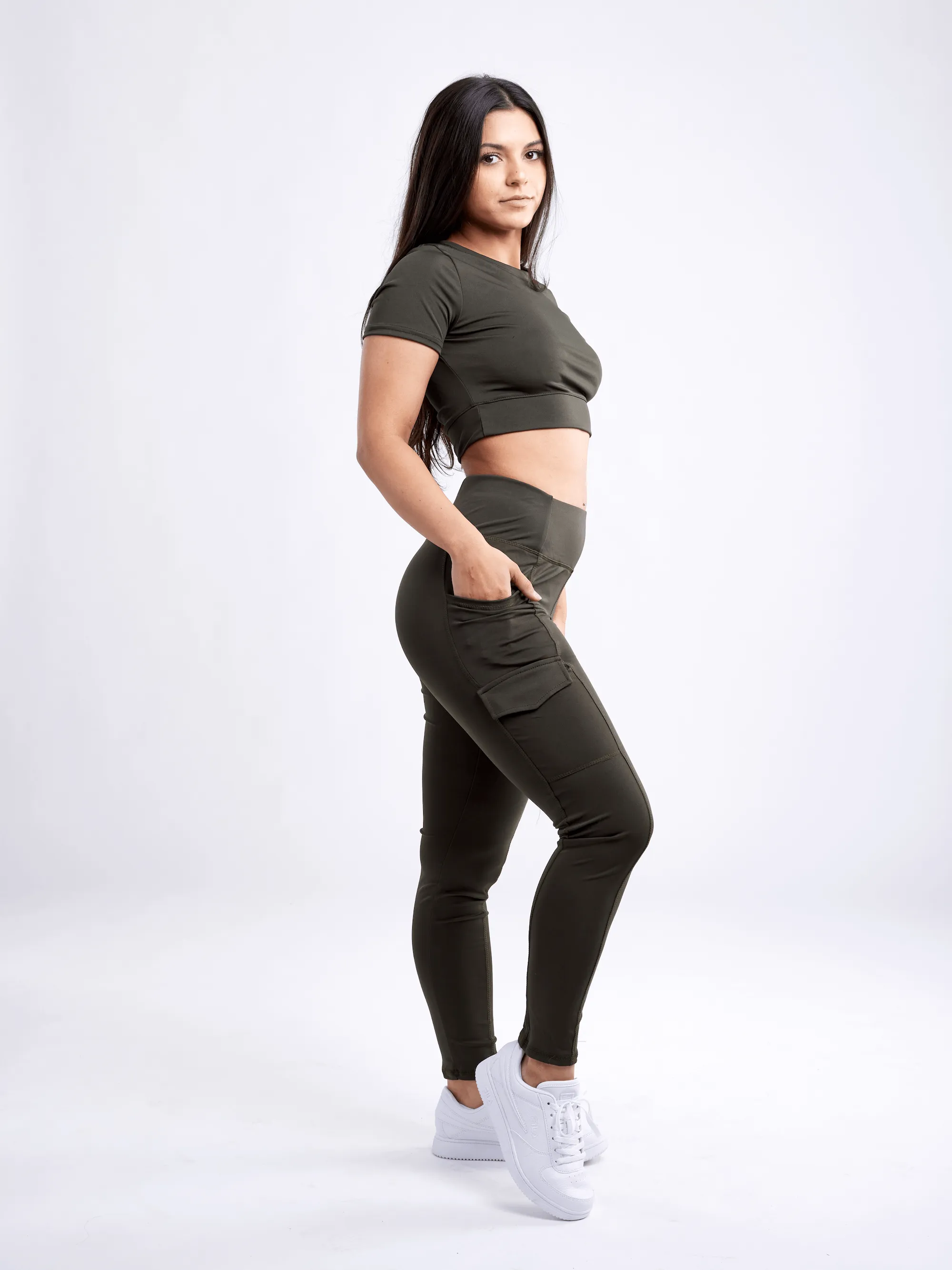 High-Waisted Leggings with Side Cargo Pockets