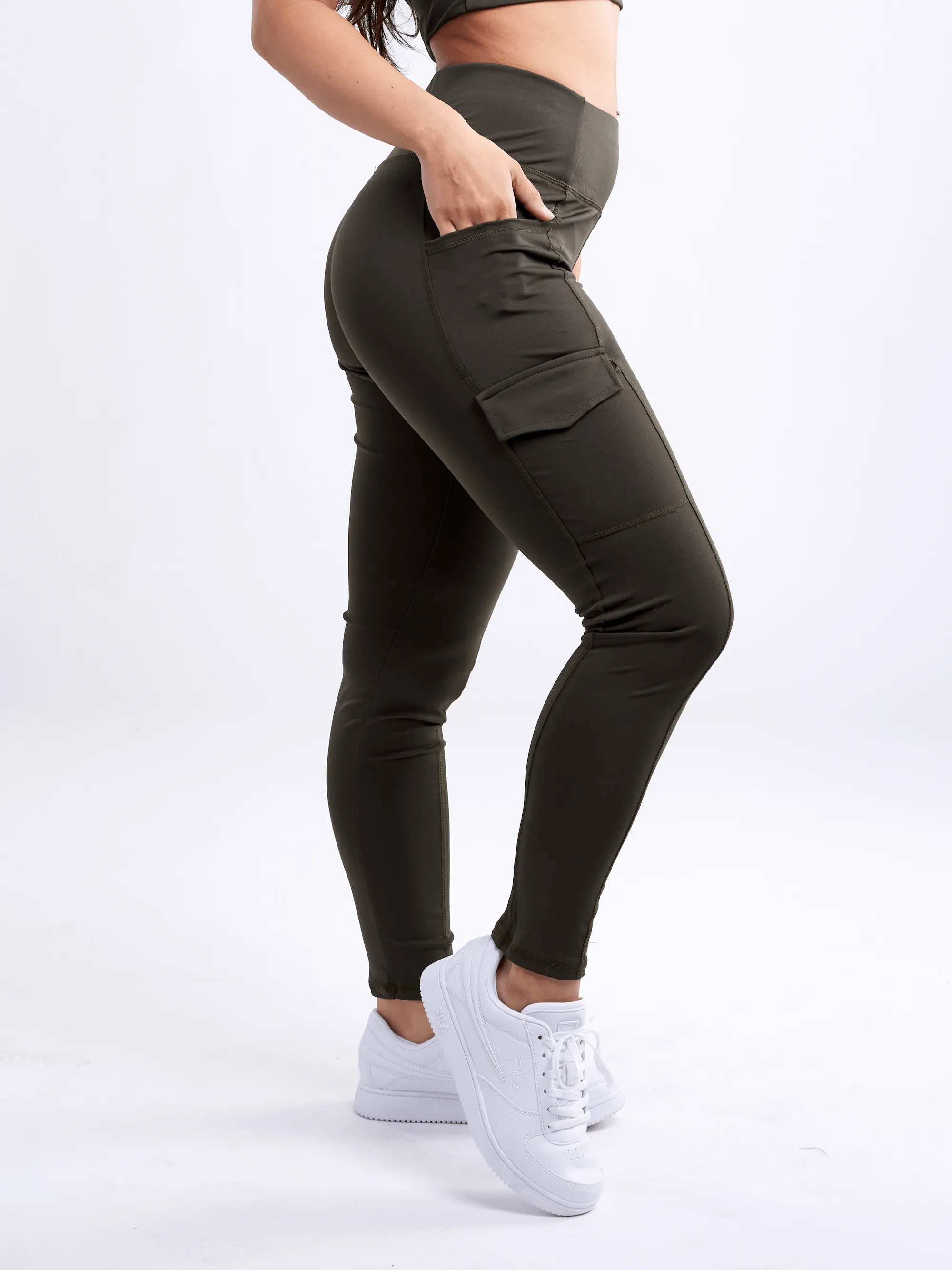 High-Waisted Leggings with Side Cargo Pockets