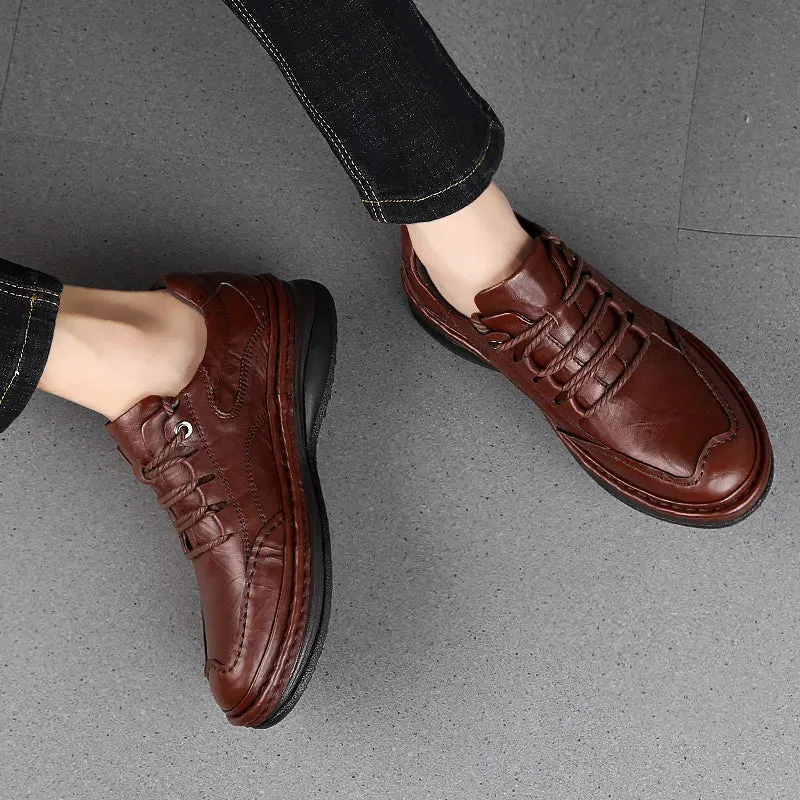 Hnzxzm Brand New men Shoes men Casual 100% Genuine Leather flats business men's shoes casual best quaity Business Formal Shoes New