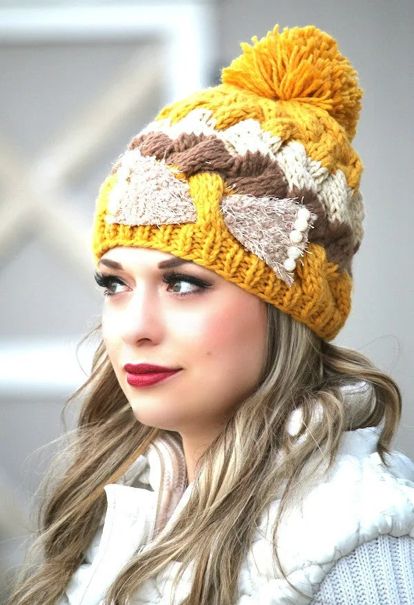 Knit Pom Pom & Pearls Hat