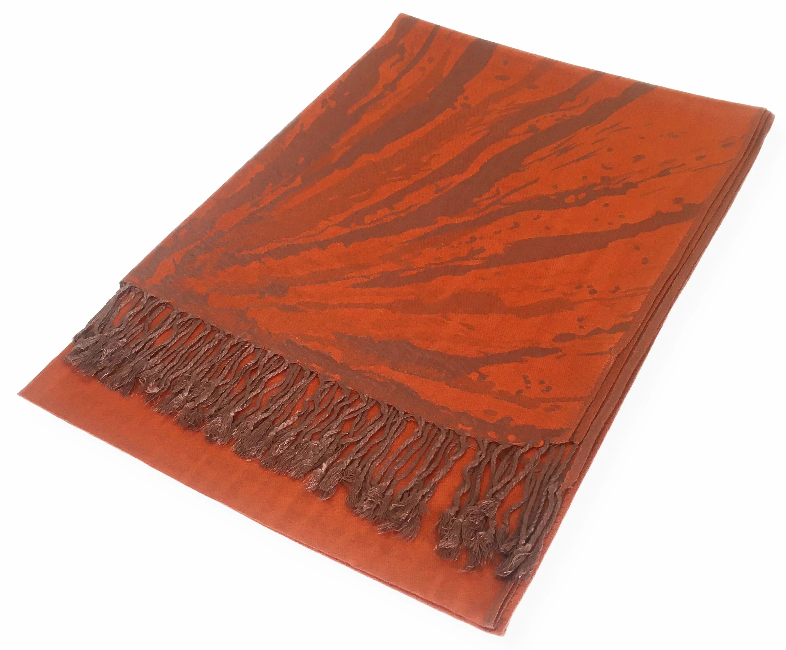 LARGE ORANGE ZEBRA PRINT REVERSIBLE PASHMINA SHAWL SCARF