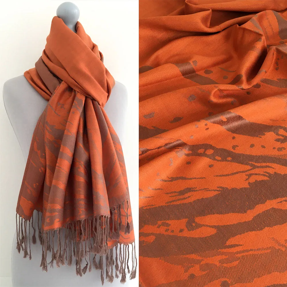 LARGE ORANGE ZEBRA PRINT REVERSIBLE PASHMINA SHAWL SCARF