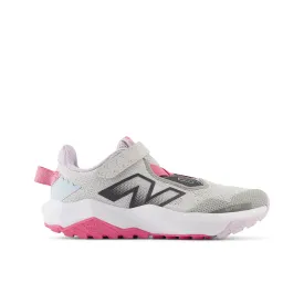 Little Kid's New Balance DynaSoft Nitrel v6 Bungee Lace with Top Strap Color: Grey Matter with Real Pink