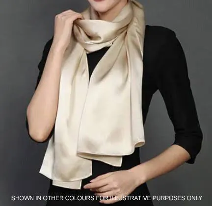 LONG PLAIN BEIGE SATIN SCARF SHAWL WRAP