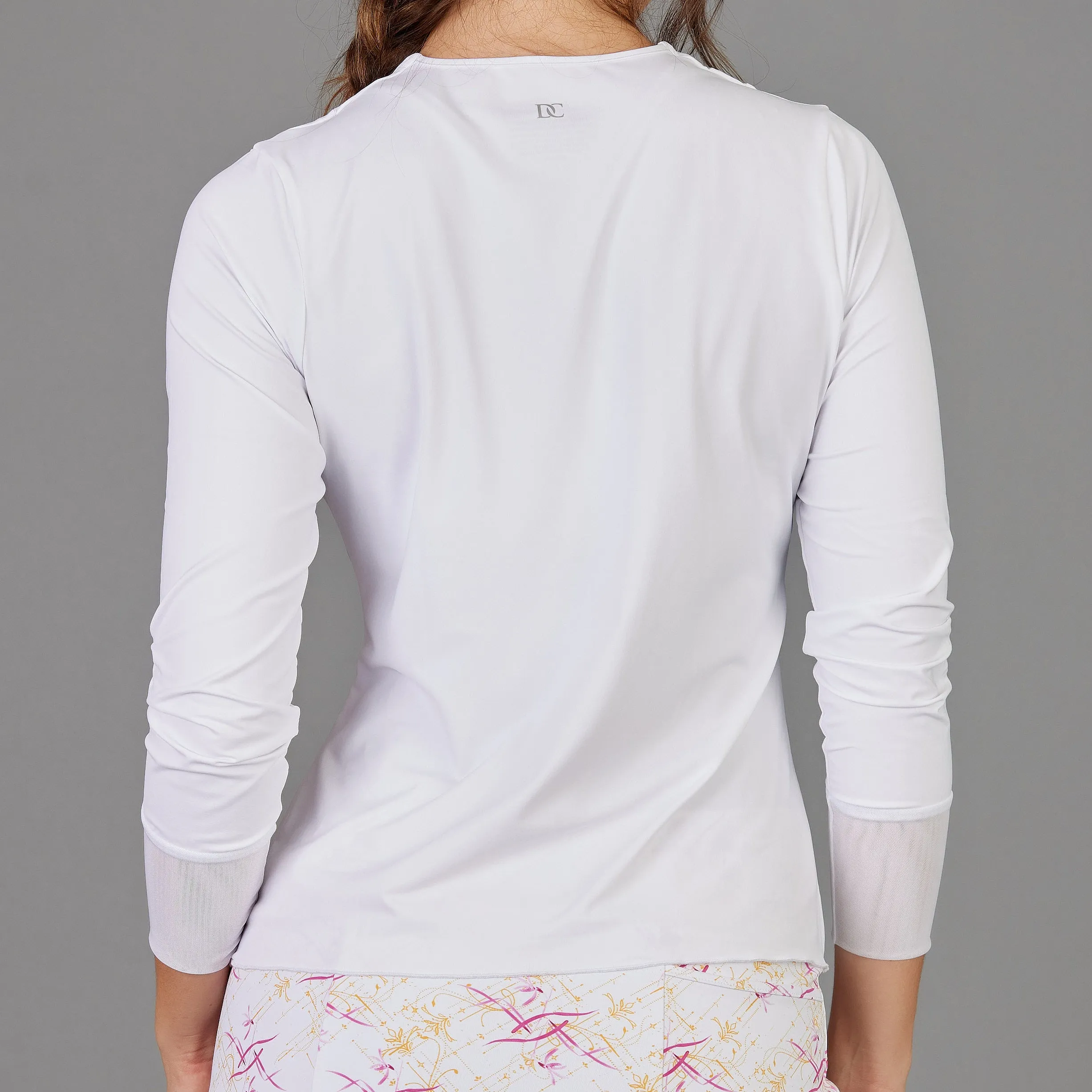 Long-Sleeve Drape-neck Top (white)