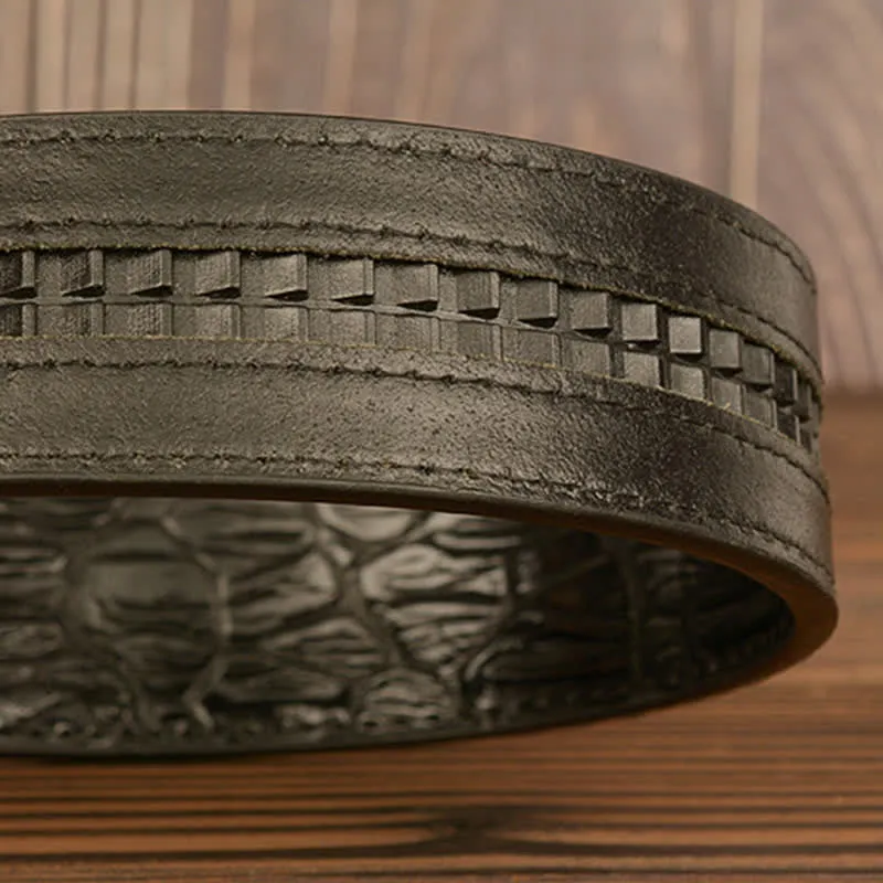 Men's Eagle Head Crocodile Embossed Leather Belt